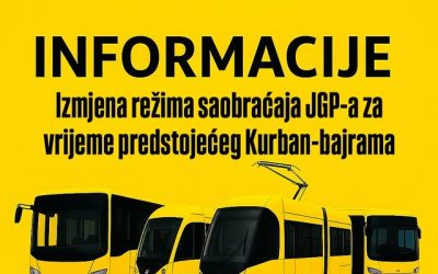 Izmjena režima saobraćaja JGP-a za vrijeme predstojećeg Kurban-bajrama