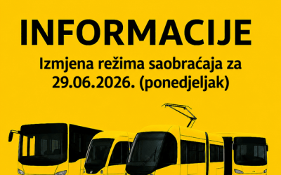 Izmjena režima saobraćaja za 29.06.2026. (ponedjeljak) – Radovi na vodovodnoj mreži