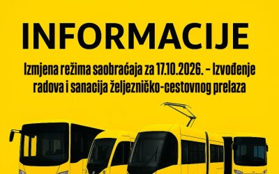 Izmjena režima saobraćaja za 17.10.2026. – Izvođenje radova i sanacija željezničko-cestovnog prelaza
